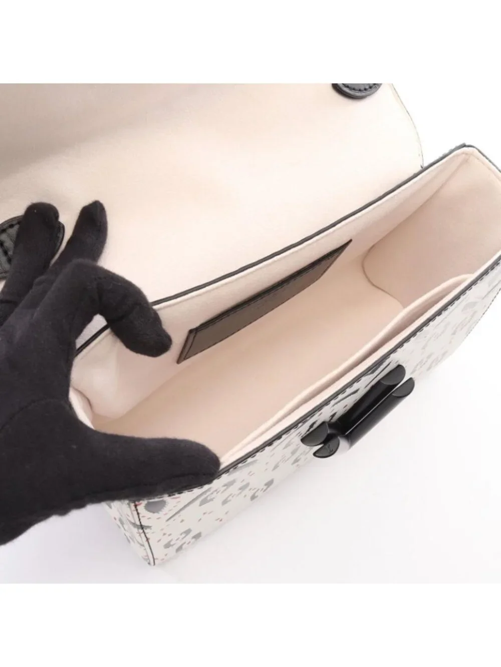 Louis Vuitton Shoulder Bag Twist MM White Black Leather